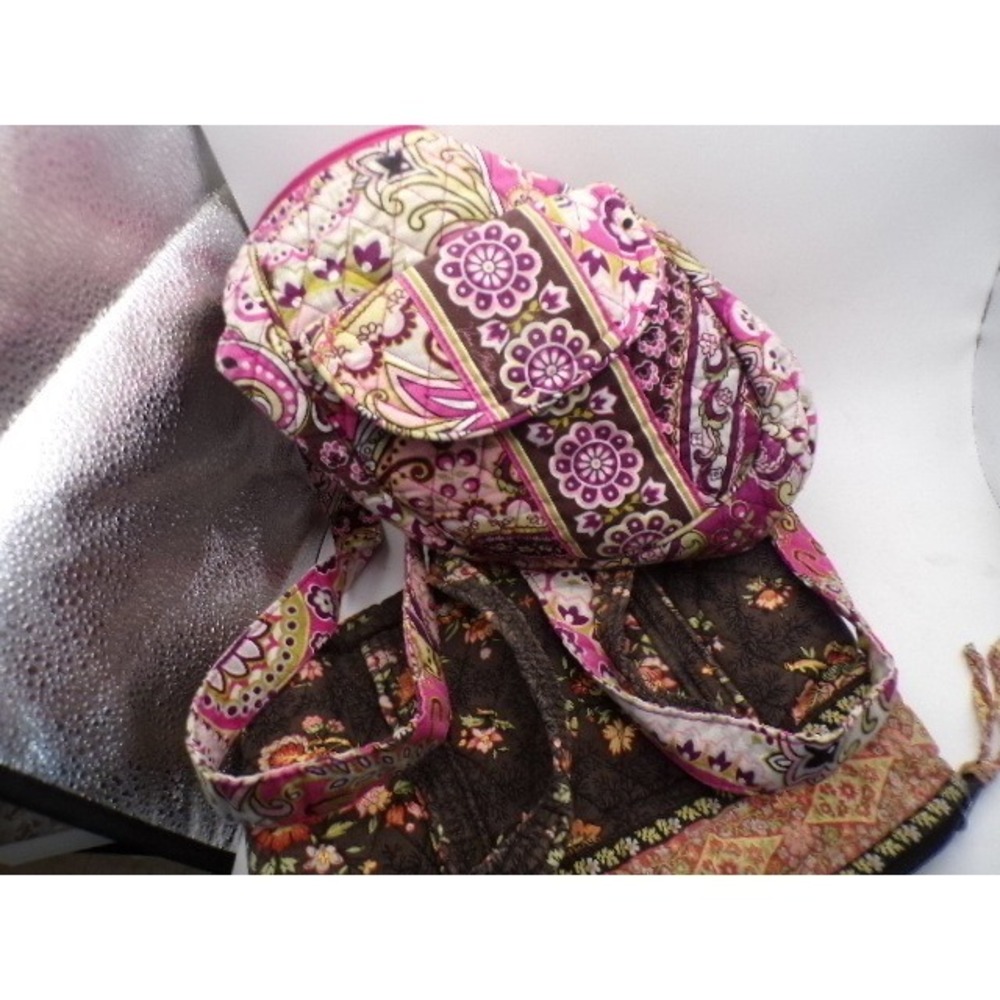 Vera Bradley Quilted Cotton Crossbody Bags Bundle Floral Paisley Brown Pink 2pc - Picture 3 of 3
